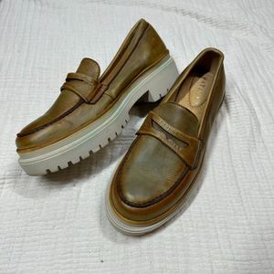 Patina Womens Zoe Chunky Platform Loafers Neutral Academia Vintage Inspired Sz 9